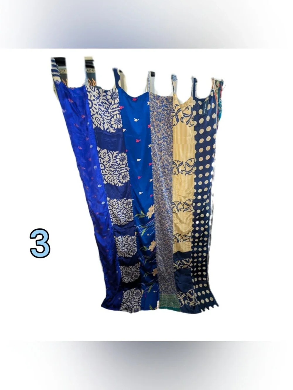 Set Of 6 Beautiful Upcycled Sari FabricCurtains by Mexicali Blues